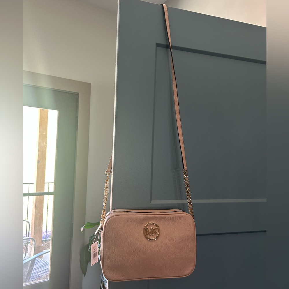 Michael Kors Blush Pink Pebbled Leather Crossbody with Gold Hardware